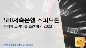 SBI저축은행 스피드론 무직자 소액대출 조건 확인 2023